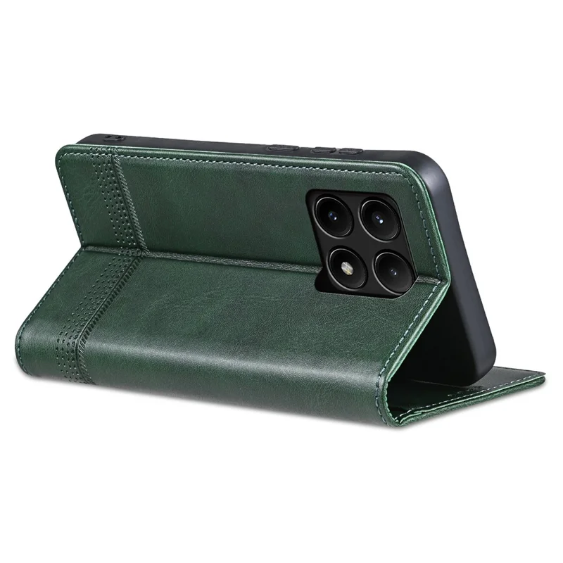 AZNS For Xiaomi Poco F6 Pro 5G / Redmi K70 5G / K70 Pro 5G Phone Case Wallet Cover Cowhide Texture - Green