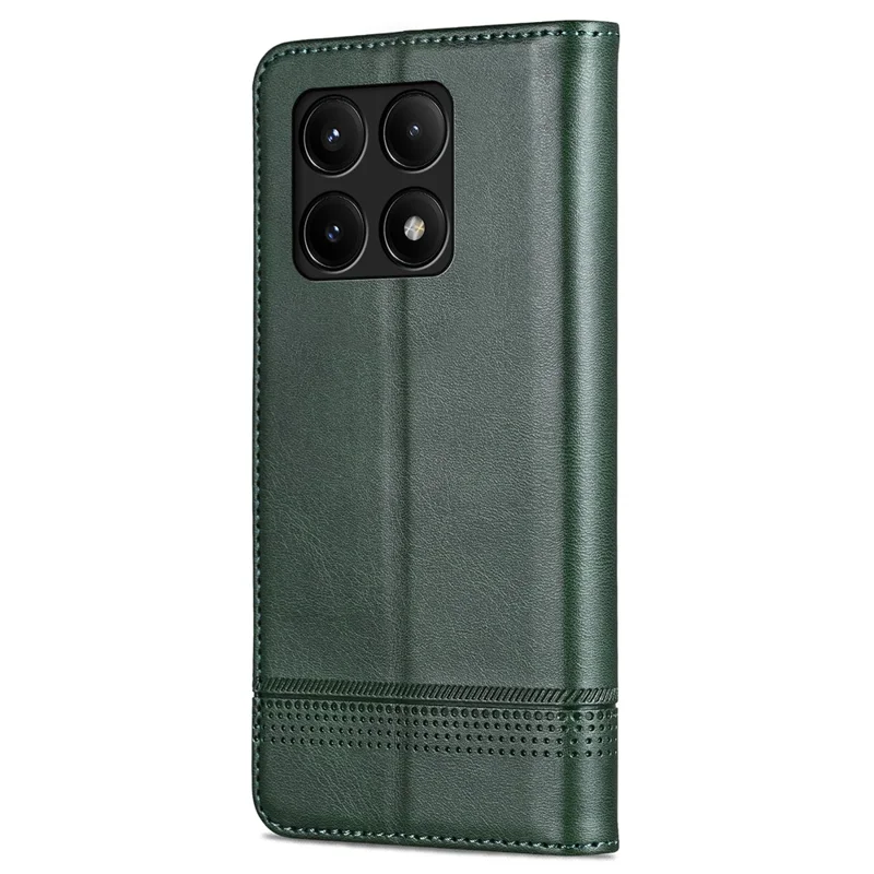 AZNS For Xiaomi Poco F6 Pro 5G / Redmi K70 5G / K70 Pro 5G Phone Case Wallet Cover Cowhide Texture - Green