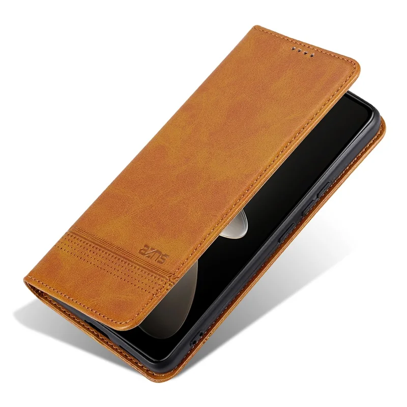 AZNS For Xiaomi Poco F6 Pro 5G / Redmi K70 5G / K70 Pro 5G Phone Case Wallet Cover Cowhide Texture - Brown