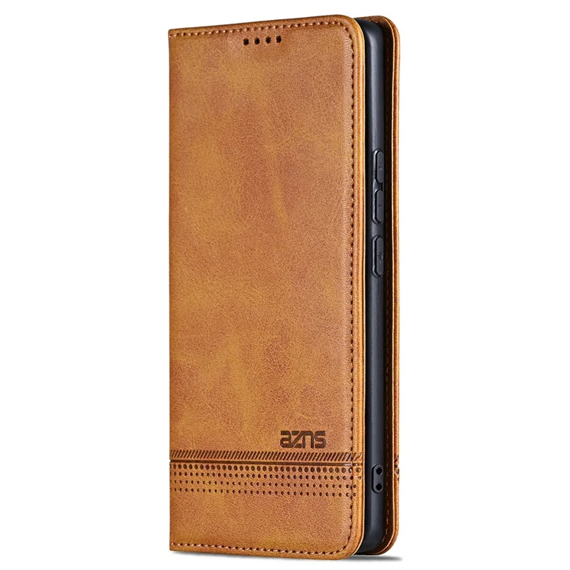 AZNS For Xiaomi Poco F6 Pro 5G / Redmi K70 5G / K70 Pro 5G Phone Case Wallet Cover Cowhide Texture - Brown