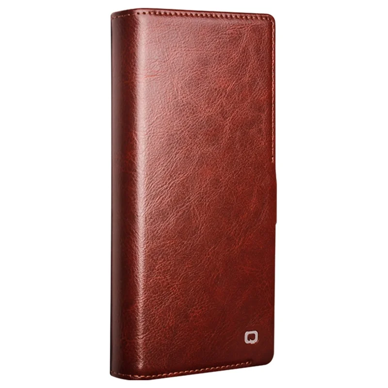 QIALINO For Samsung Galaxy S24 Ultra Wallet Case Genuine Cow Leather Folio Flip Cover - Brown