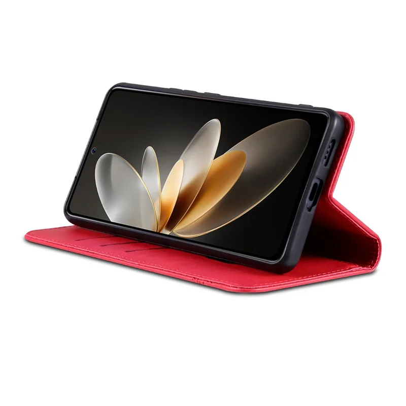 AZNS Wallet Case for Huawei nova 12 5G Leather Phone Cover Folding Stand - Red
