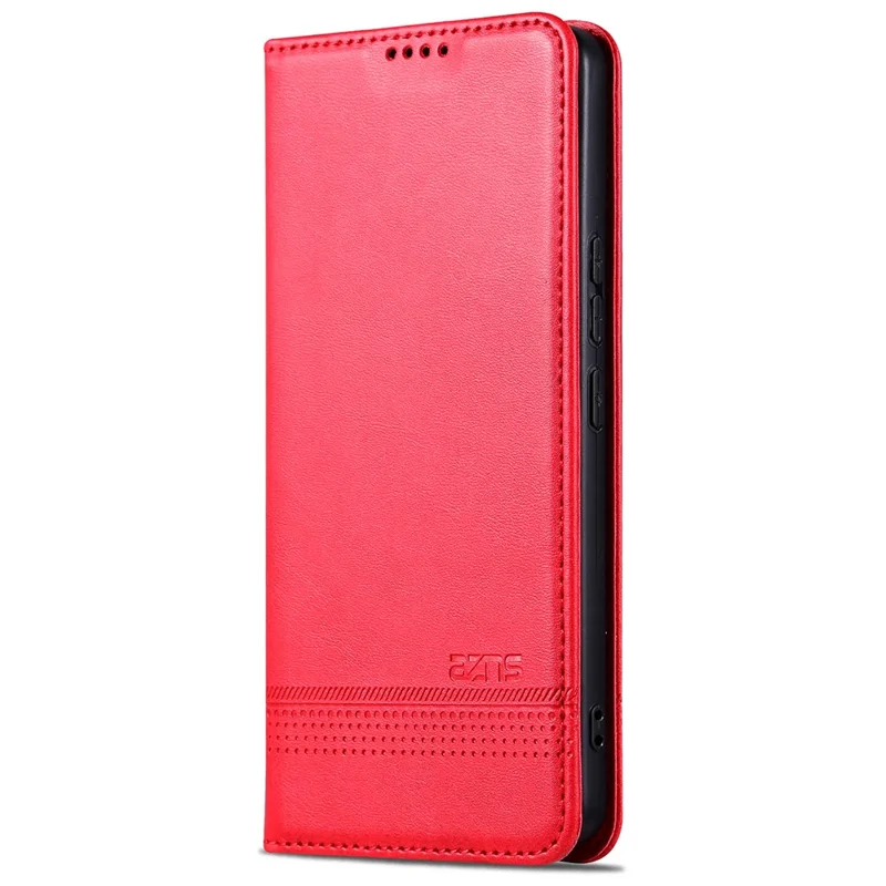 AZNS Wallet Case for Huawei nova 12 5G Leather Phone Cover Folding Stand - Red