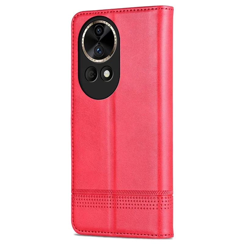 AZNS Wallet Case for Huawei nova 12 5G Leather Phone Cover Folding Stand - Red