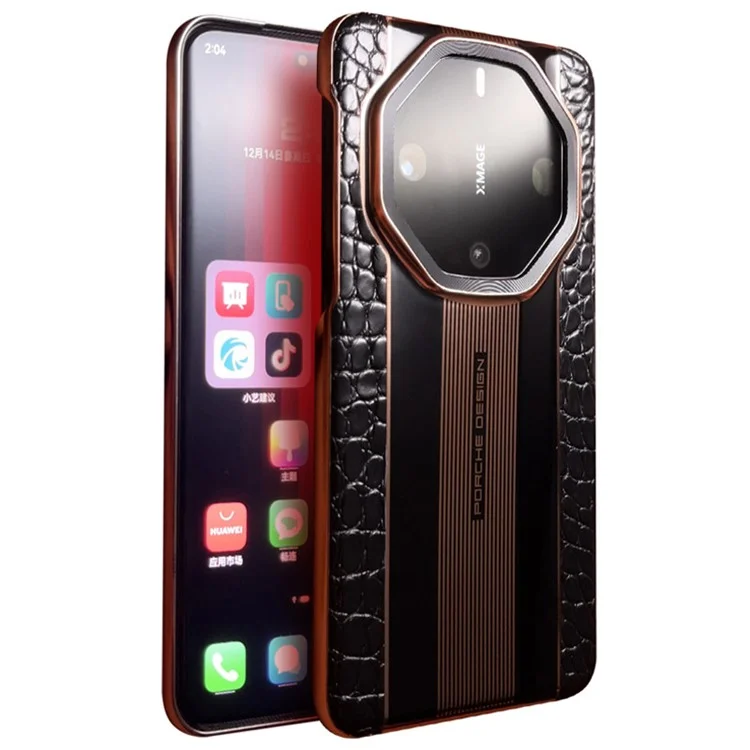 QIALINO para Huawei Mate 60 RS Ultimate Funda de Cuero Genuino de Cocodrilo Anti-caída Cubierta de Teléfono