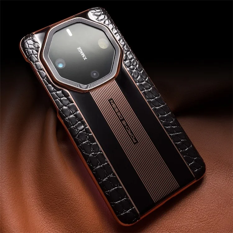 QIALINO para Huawei Mate 60 RS Ultimate Funda de Cuero Genuino de Cocodrilo Anti-caída Cubierta de Teléfono