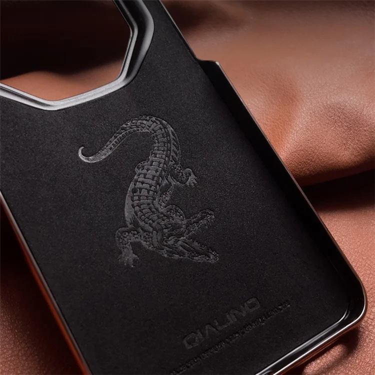 QIALINO para Huawei Mate 60 RS Ultimate Funda de Cuero Genuino de Cocodrilo Anti-caída Cubierta de Teléfono