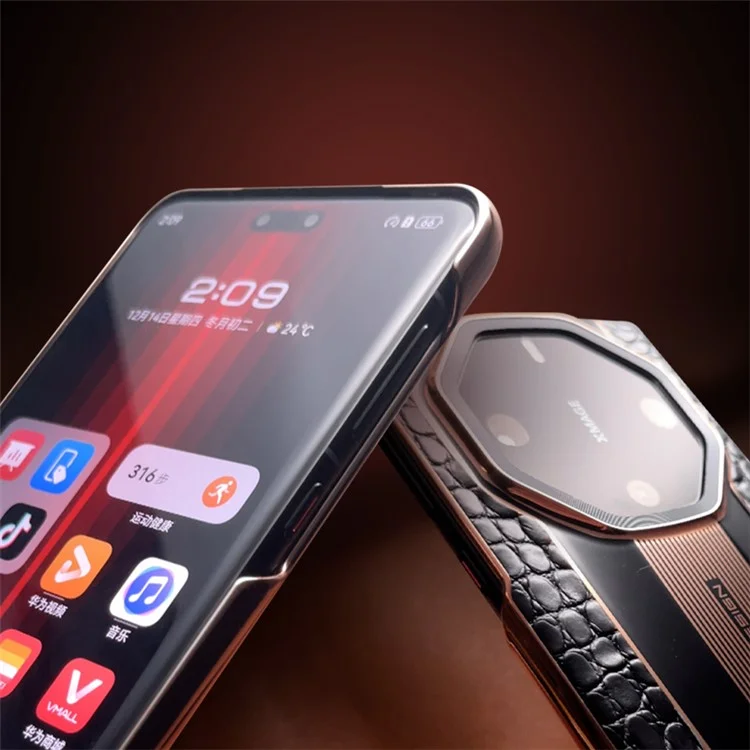 QIALINO para Huawei Mate 60 RS Ultimate Funda de Cuero Genuino de Cocodrilo Anti-caída Cubierta de Teléfono