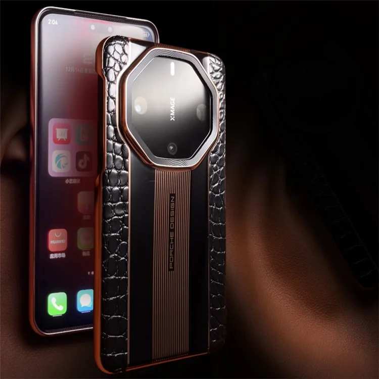 QIALINO para Huawei Mate 60 RS Ultimate Funda de Cuero Genuino de Cocodrilo Anti-caída Cubierta de Teléfono