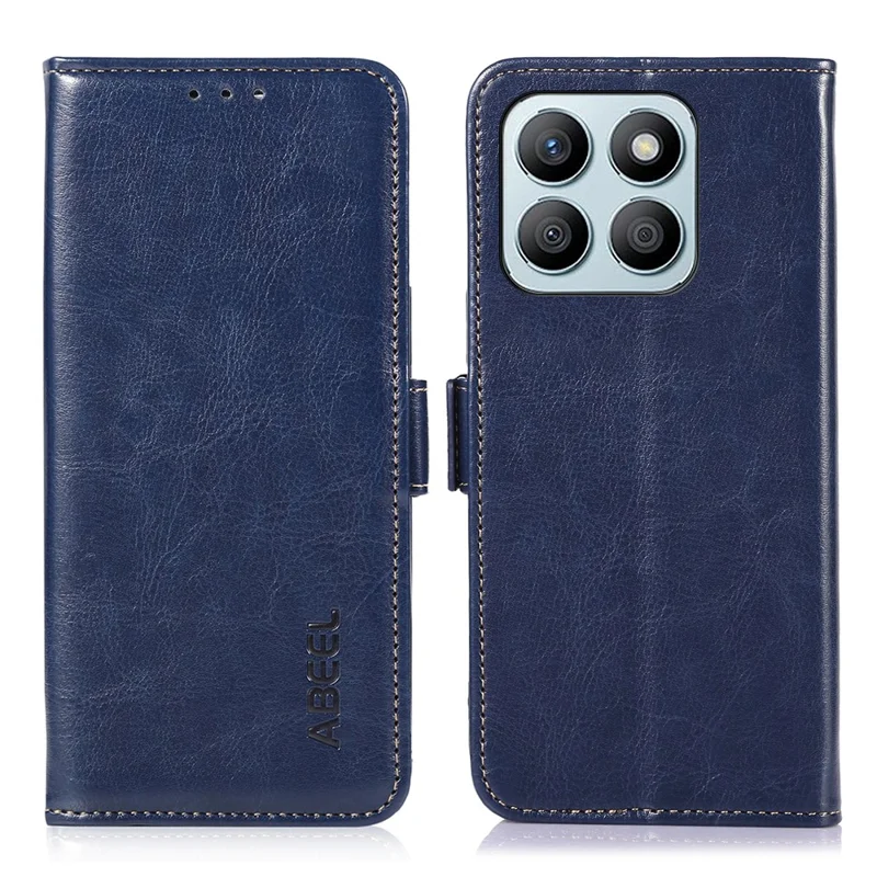 ABEEL For Honor X8b 4G Leather Case Magnetic Folding Stand Phone Cover - Blue