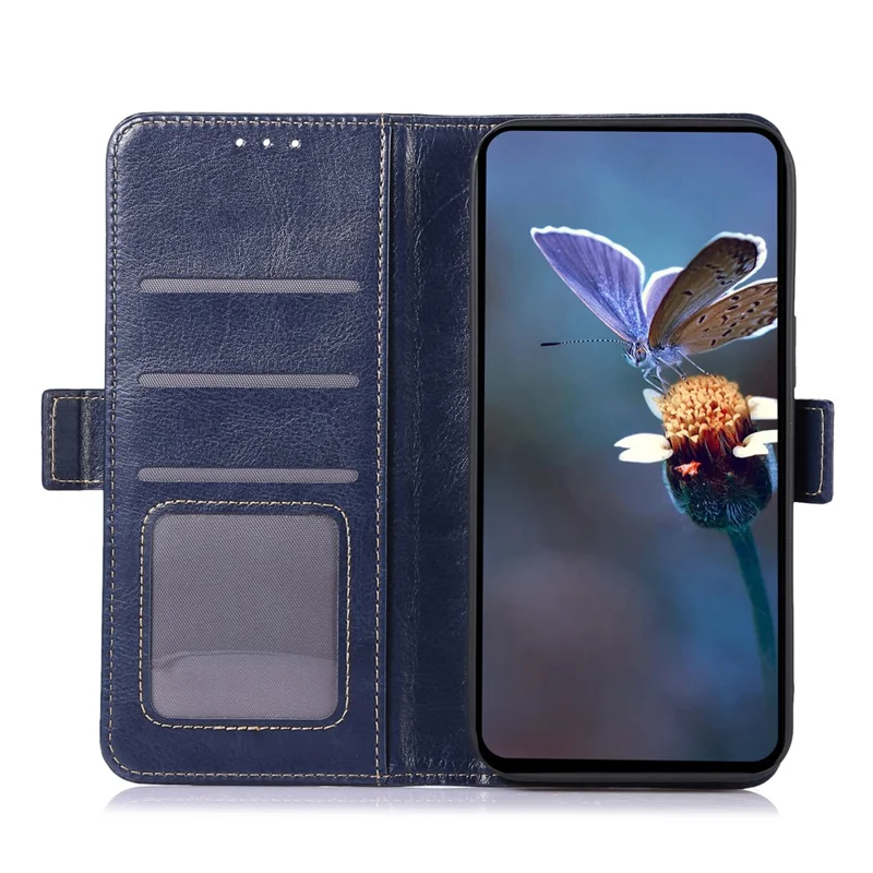 ABEEL For Honor X8b 4G Leather Case Magnetic Folding Stand Phone Cover - Blue