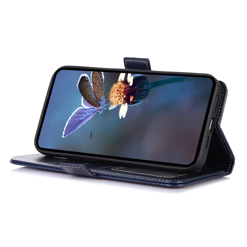 ABEEL For Honor X8b 4G Leather Case Magnetic Folding Stand Phone Cover - Blue