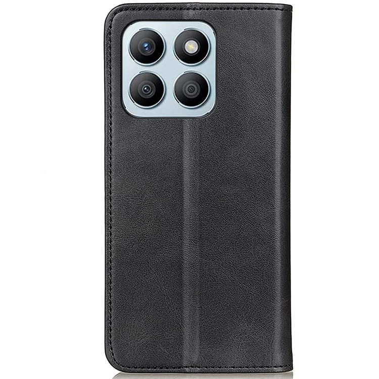 For Honor X8b 4G Carcasa de cartera de cuero dividido Magnético Flip Titular de la tarjeta Cubierta del teléfono - Negro