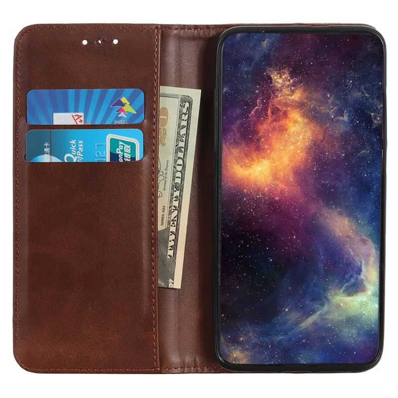 For Honor X8b 4G Split Leather Wallet Case Magnetic Flip Card Holder Phone Cover - Coffee
