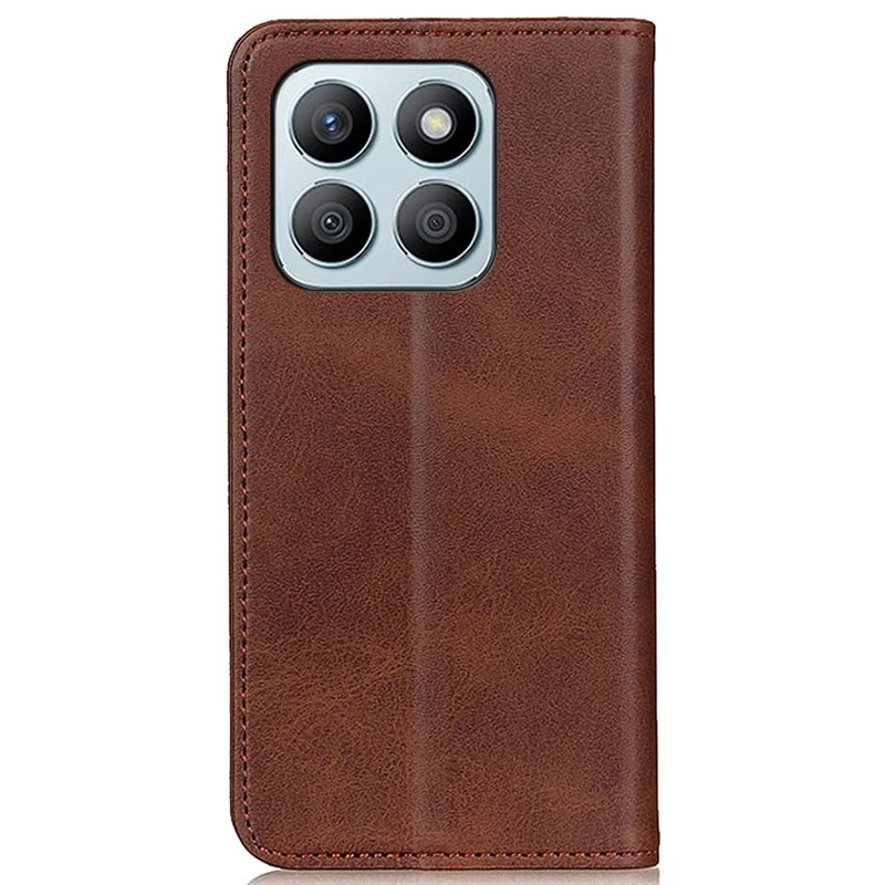 For Honor X8b 4G Split Leather Wallet Case Magnetic Flip Card Holder Phone Cover - Coffee
