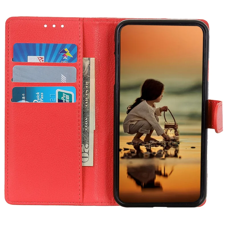 For Honor X8b 4G Leather Wallet Phone Case Full Body Protective Cover - Red