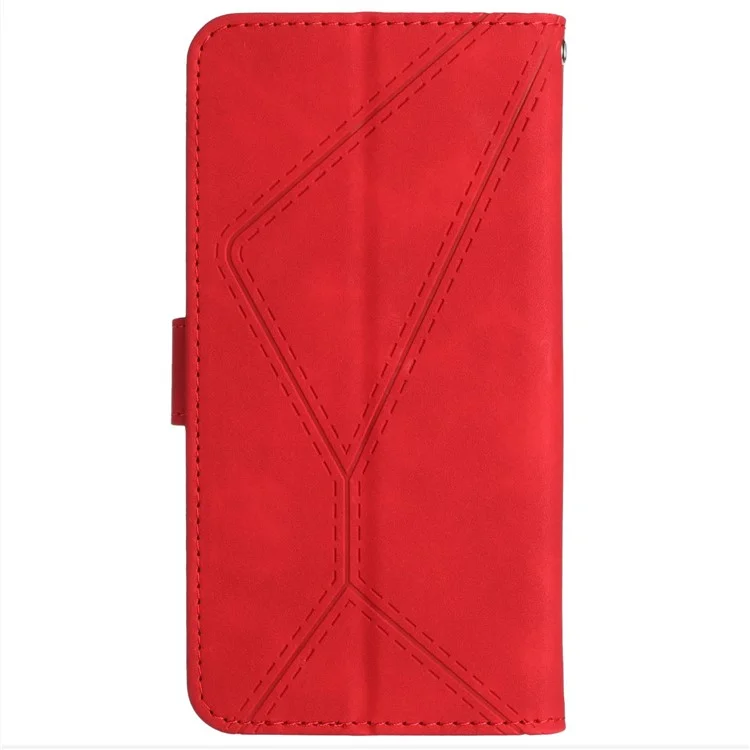 HT05 für Xiaomi Redmi Note 13 4G Magnetisches Handyhülle Splicing Lines Eingeprägte Abdeckung - Rot