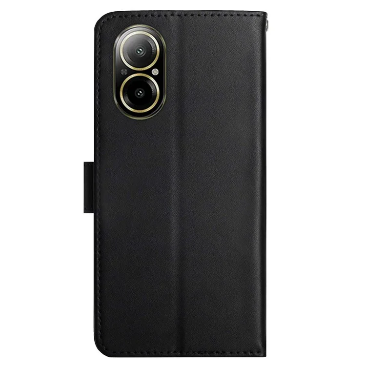 HT02 For Realme C67 4G Nappa Texture Phone Case Genuine Cow Leather Cover - Black