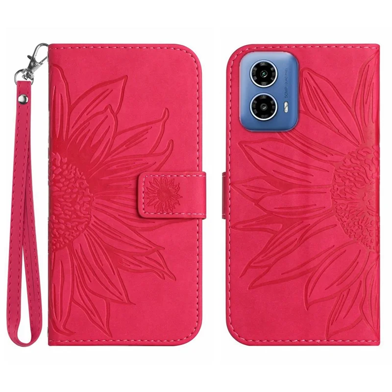 HT04 For Motorola Moto E14 4G / G04 4G / G04s 4G / G24 4G Phone Case Sunflower Pattern Handbag Cover - Rose