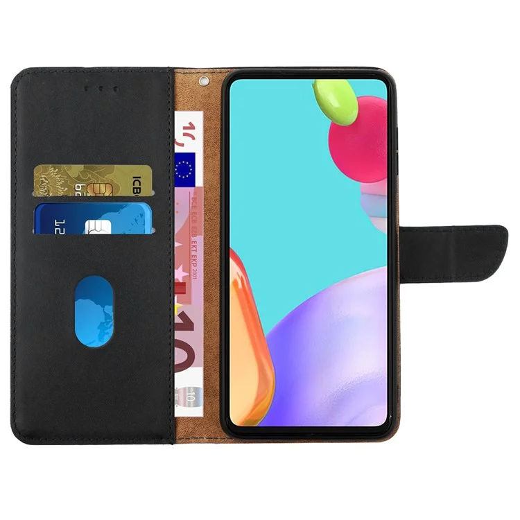 HT02 For Motorola Moto E14 4G / G04 4G / G04s 4G / G24 4G Phone Case Wallet Card Slots Cover Nappa Texture - Black