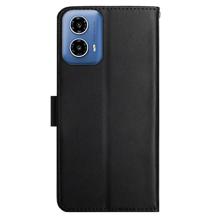 HT02 For Motorola Moto E14 4G / G04 4G / G04s 4G / G24 4G Phone Case Wallet Card Slots Cover Nappa Texture - Black