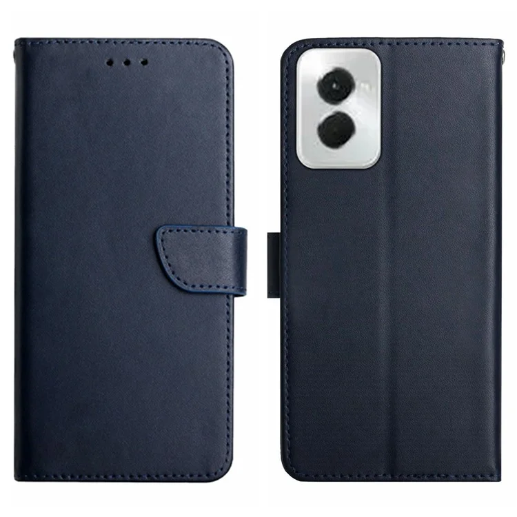 HT02 für Motorola Moto G Power (2024) Echtes Rindsleder-Etui mit Nappa-Textur - Blau