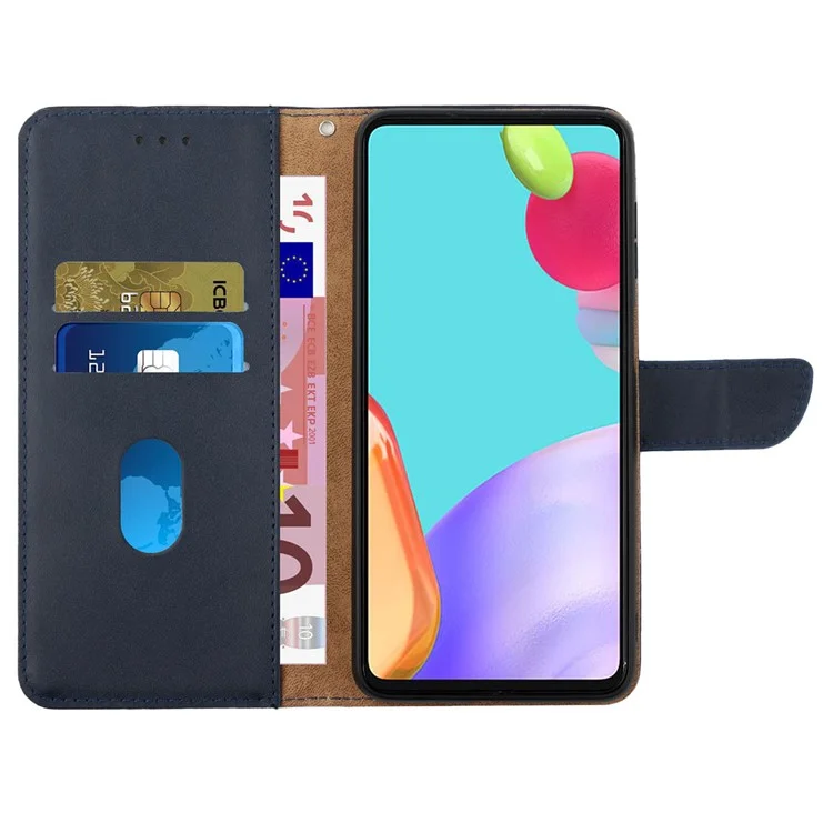 HT02 für Motorola Moto G Power (2024) Echtes Rindsleder-Etui mit Nappa-Textur - Blau