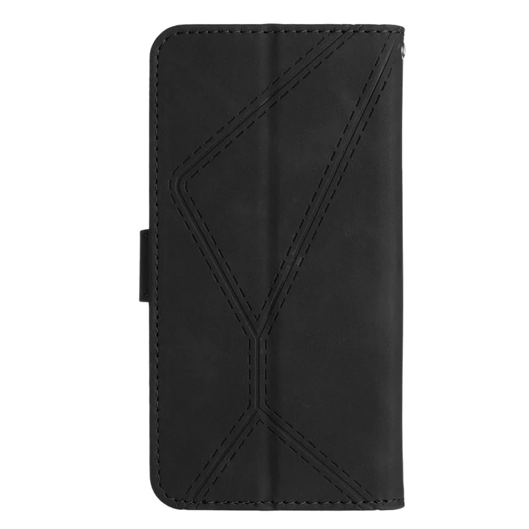 HT05 Per Motorola Moto G Power (2024) Custodia Splicing Lines Impresso Skin-touch Phone Wallet Cover - Nero