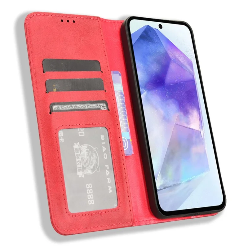 For Samsung Galaxy A35 5G Phone Case Flip Protective Cover Stand Feature - Red