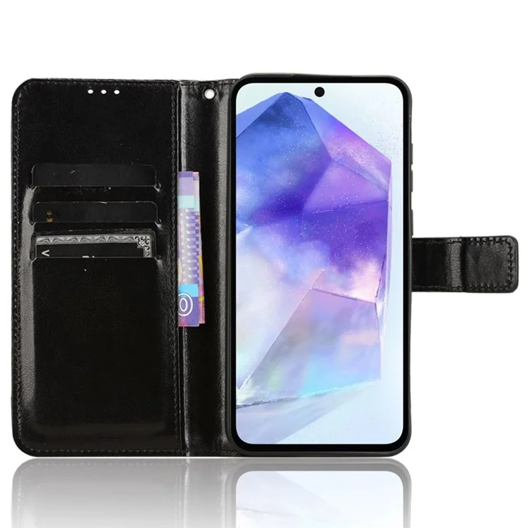 Case for Samsung Galaxy A35 5G Leather Phone Case with Card Holder TPU Inner Shell - Black