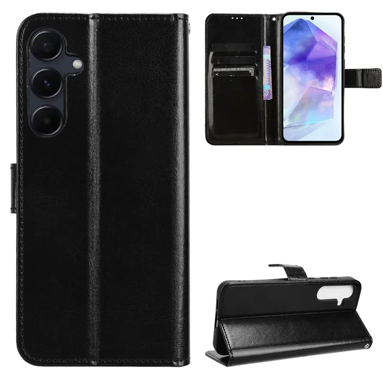 Case for Samsung Galaxy A35 5G Leather Phone Case with Card Holder TPU Inner Shell - Black