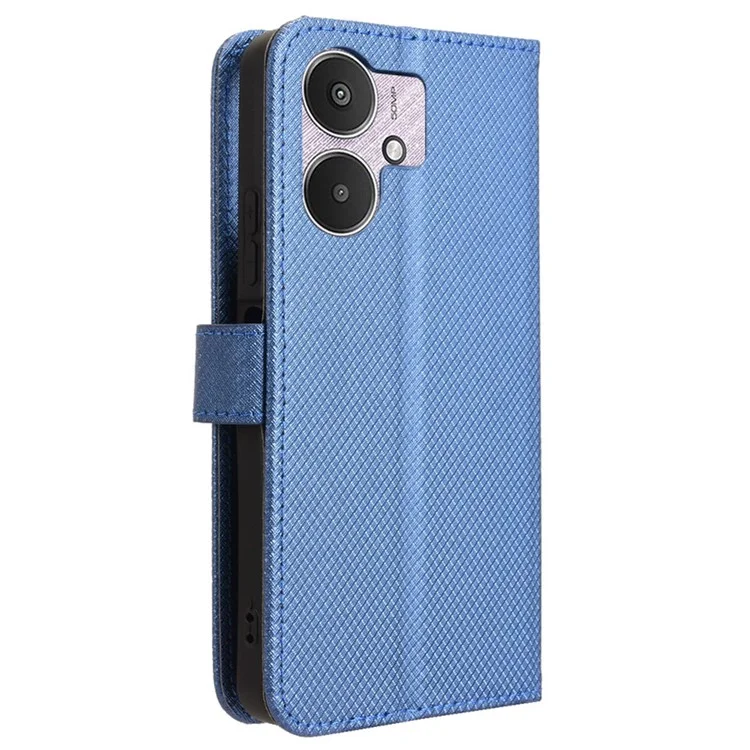 Pour Xiaomi Redmi 13C 5G / 13R 5G / Poco M6 5G Wallet Case Leather Flip Folio Shockproof Phone Cover - Bleu