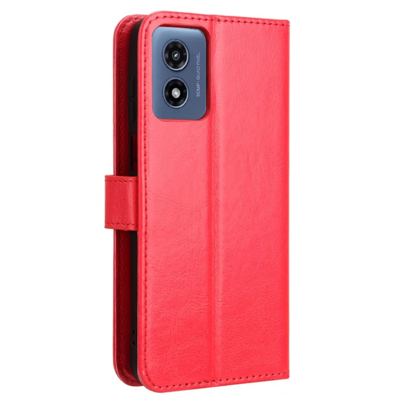 For Motorola Moto G Play (2024) 4G Flip Phone Cover with TPU Inner Shell Leather Wallet Case - Red