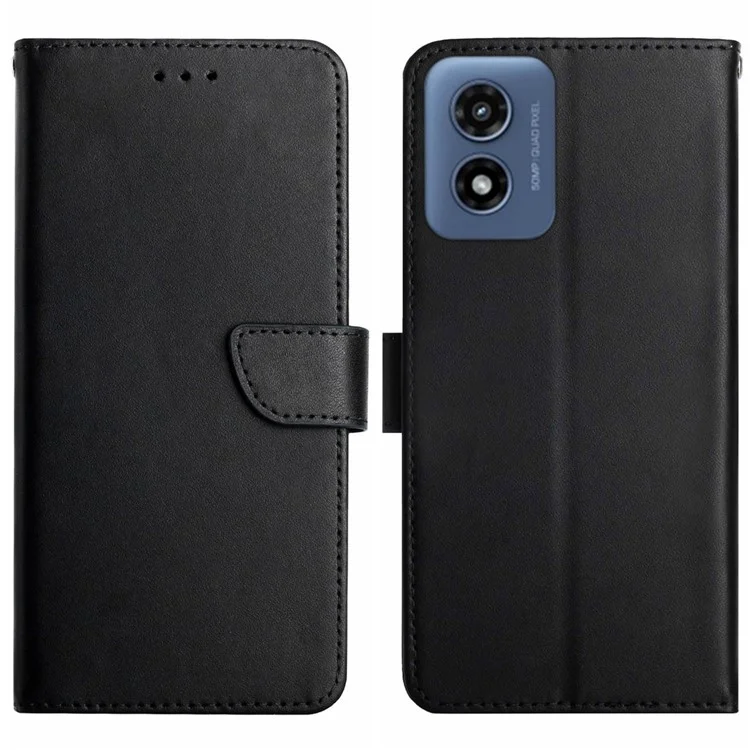 HT02 For Motorola Moto G Play (2024) 4G 4G Nappa Texture Case Wallet Phone Cover - Black