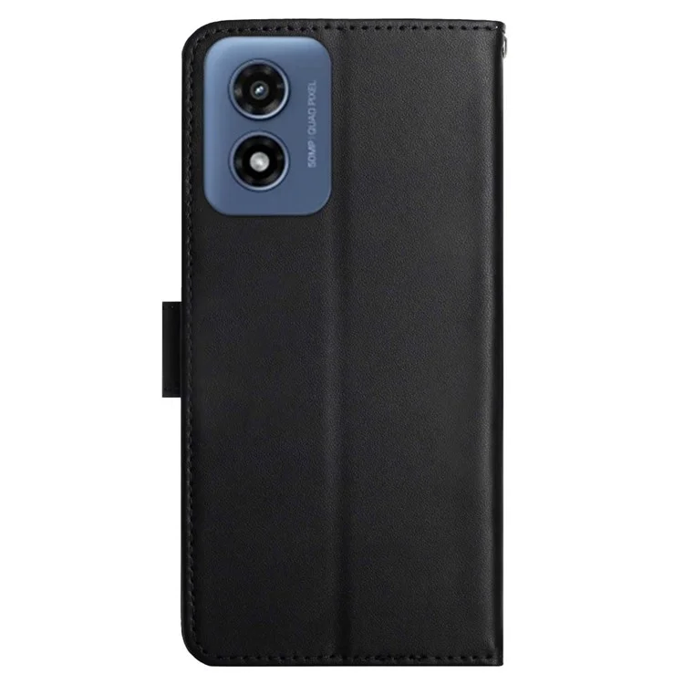 HT02 For Motorola Moto G Play (2024) 4G 4G Nappa Texture Case Wallet Phone Cover - Black