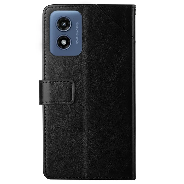 HT01 Für Motorola Moto G Play 5G (2024) / Moto G 5G (2024) Brieftaschen-Hülle Lederabdeckung mit Ständer - Schwarz