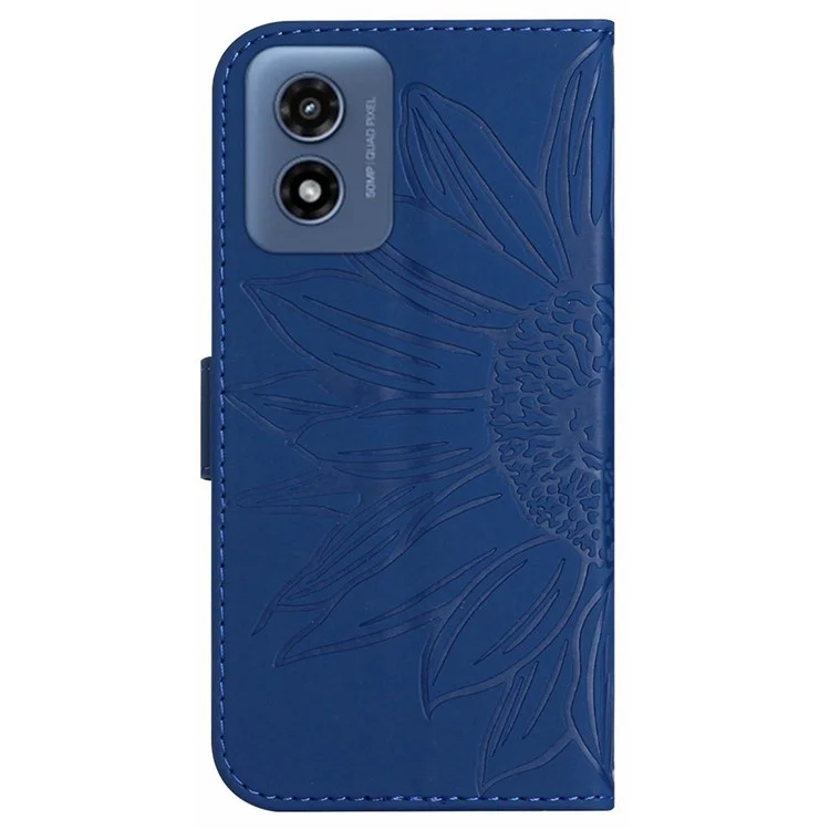 HT04 für Motorola Moto G Play 5G (2024) / Moto G 5G (2024) Leder-Handyhülle mit Schultergurt - Saphir