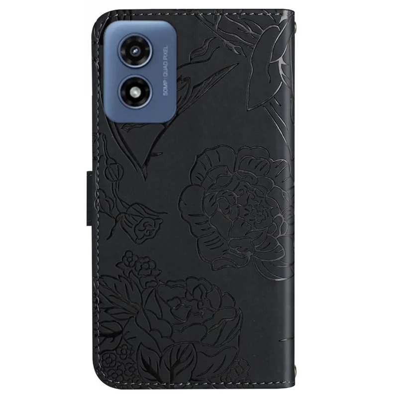 HT03 Para Motorola Moto G Play 5G (2024) / Moto G 5G (2024) Funda de teléfono con correa cruzada de piel - Negro