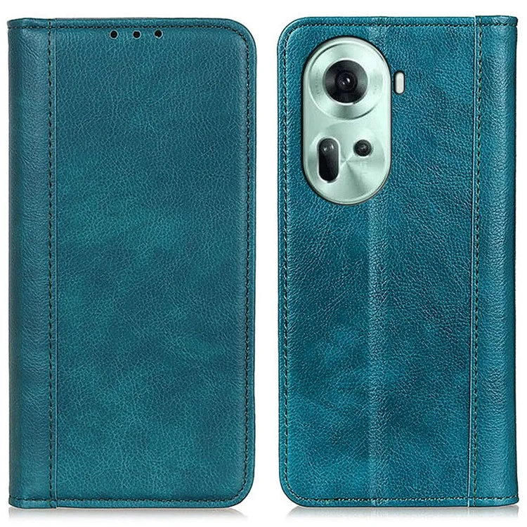 Для Oppo Reno11 5G (Global) Litchi Texture Wallet Phone Case Split Leather Cover - Зеленый