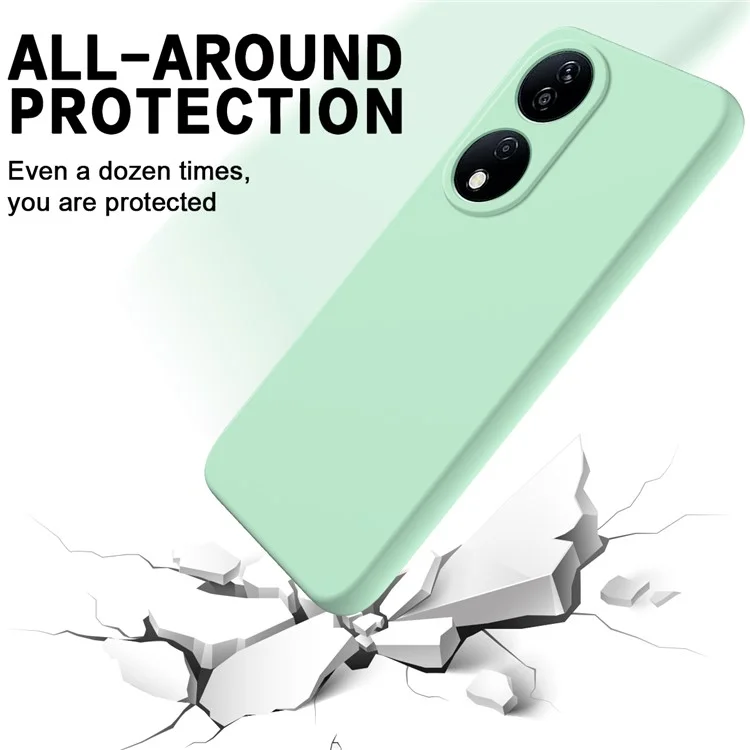 For Honor Play 50 Plus 5G / X7b 4G / 90 Smart Liquid Silicone Case with Strap Anti-scratch Cover - Green