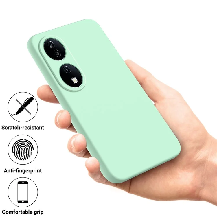 For Honor Play 50 Plus 5G / X7b 4G / 90 Smart Liquid Silicone Case with Strap Anti-scratch Cover - Green