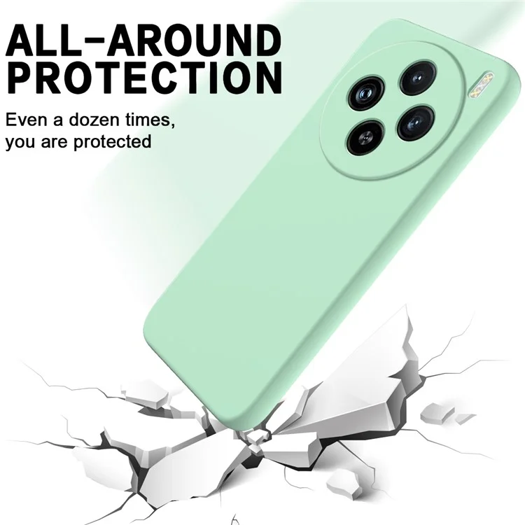 Для vivo X100 5G Phone Case Liquid Silicone Protective Cover with Strap - Зеленый