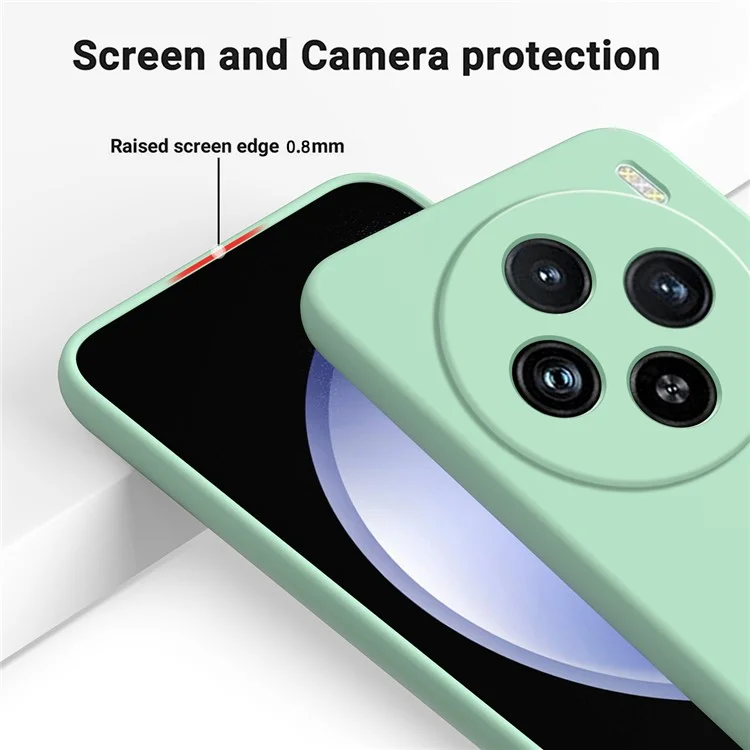 Для vivo X100 5G Phone Case Liquid Silicone Protective Cover with Strap - Зеленый