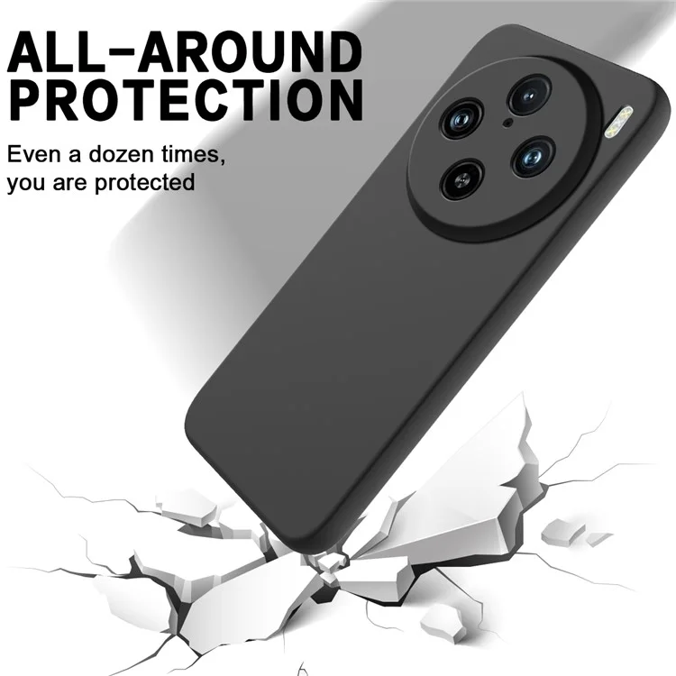 Чехол для vivo X100 Pro 5G Slim-Fit Phone Cover Liquid Silicone Phone Shell с ремешком - Черный