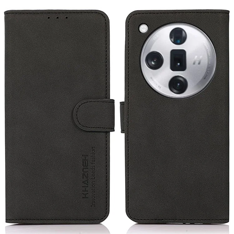 KHAZNEH For Oppo Find X7 Pro / Find X7 Ultra Phone Leather Case Wallet Stand Cover - Black