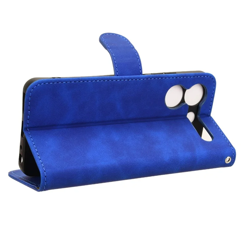For ZTE Blade A54 Wallet Case Leather Phone Cover Skin-touch Texture - Blue