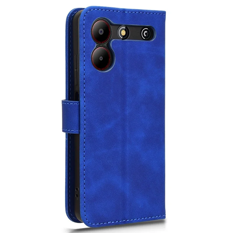 For ZTE Blade A54 Wallet Case Leather Phone Cover Skin-touch Texture - Blue