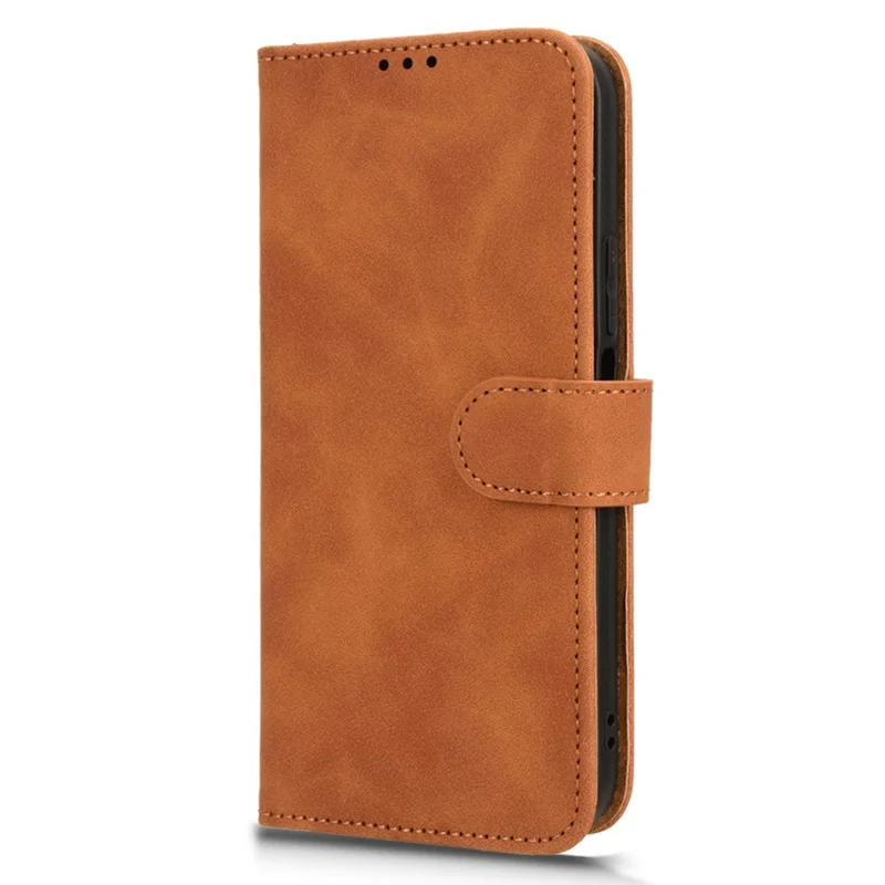 For Xiaomi Redmi 13C 5G / 13R 5G / Poco M6 5G Skin-Feel Leather Case Wallet Stand Phone Cover - Brown