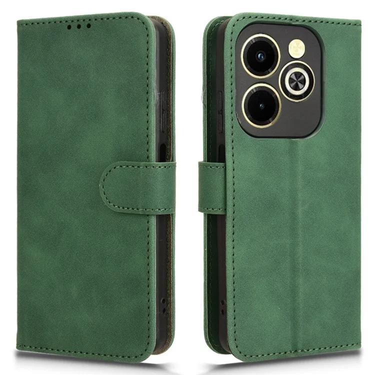 Phone Cover for Infinix Hot 40i PU Leather Case with Wallet Stand - Green