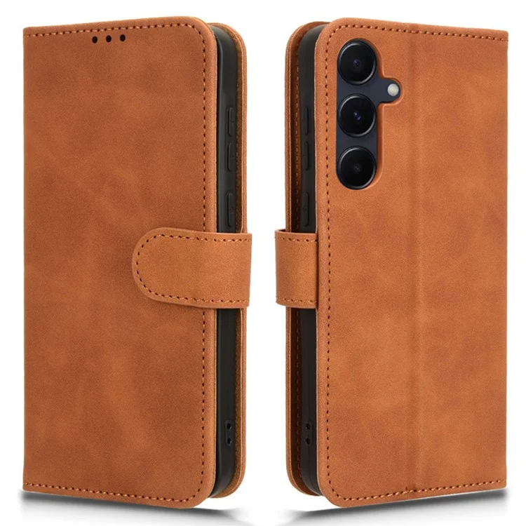 Wallet Case for Samsung Galaxy A55 5G PU Leather Stand Flip Phone Cover - Brown